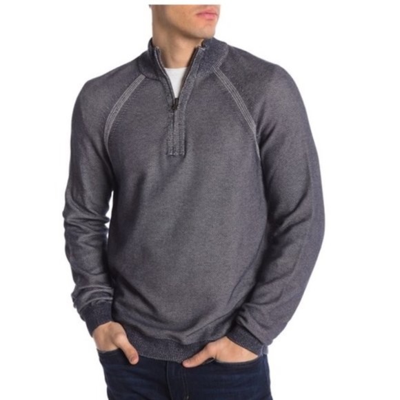 Tailor Vintage Birdseye Reversible 1/4 Zip Knit - Picture 1 of 7